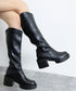 ロングブーツ 厚底 ジョッキーブーツ韓国 Vカット ニーハイブーツ レディース おしゃれ 太ヒールブーツ オフィスカジュアル 大人秋冬靴 履きやすい バックジップ 3JIANLONG-073