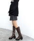 ロングブーツ 厚底 ジョッキーブーツ韓国 Vカット ニーハイブーツ レディース おしゃれ 太ヒールブーツ オフィスカジュアル 大人秋冬靴 履きやすい バックジップ 3JIANLONG-073