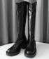 ロングブーツ 厚底 ジョッキーブーツ韓国 Vカット ニーハイブーツ レディース おしゃれ 太ヒールブーツ オフィスカジュアル 大人秋冬靴 履きやすい バックジップ 3JIANLONG-073