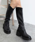 ロングブーツ 厚底 ジョッキーブーツ韓国 Vカット ニーハイブーツ レディース おしゃれ 太ヒールブーツ オフィスカジュアル 大人秋冬靴 履きやすい バックジップ 3JIANLONG-073