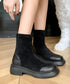 ショートブーツ スエード調 ミドルブーツ レトロ 厚底ブーツ ラウンドトゥ 美脚 ブーティ レディース 秋冬 ストレッチブーツ 韓国 歩きやすい 秋冬靴ローヒール 3JIANLONG-074