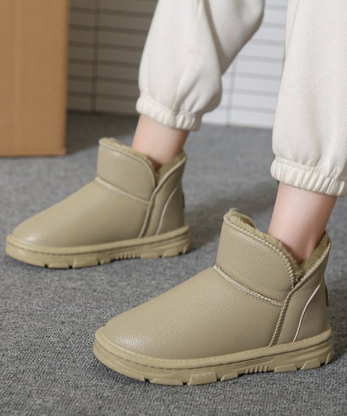 ムートンブーツ PUレザー 裏起毛ブーツ カジュアル フェイクムートンシューズ 防寒冬靴 暖か レディース 裏ボアショートブーツ ふわふわ 履きやすい 美脚保温 3JIANLONG-076