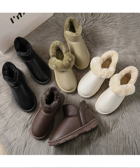 ムートンブーツ PUレザー 裏起毛ブーツ カジュアル フェイクムートンシューズ 防寒冬靴 暖か レディース 裏ボアショートブーツ ふわふわ 履きやすい 美脚保温 3JIANLONG-076