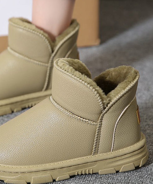ムートンブーツ PUレザー 裏起毛ブーツ カジュアル フェイクムートンシューズ 防寒冬靴 暖か レディース 裏ボアショートブーツ ふわふわ 履きやすい 美脚保温 3JIANLONG-076