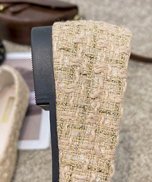 スエードパンプス 韓国ツイード風パンプス ポインテッドトゥパンプス ローヒール 痛くないぺたんこパンプス 歩きやすい 走れる配色パンプス 脱げない プチプラ婦人靴 3JIANLONG-077