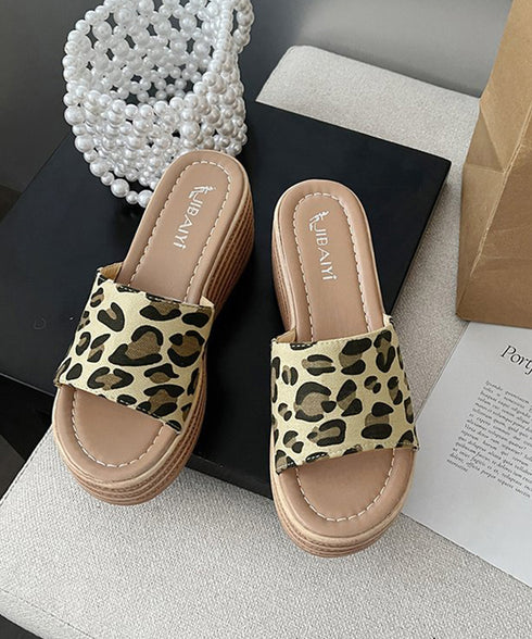 厚底サンダル ウエッジソールサンダル美脚 レディース ミュールサンダル 履きやすい ウェッジヒールサンダル 痛くないビーチサンダル 韓国風 アニマル柄 夏靴 人気 3JIANLONG-078