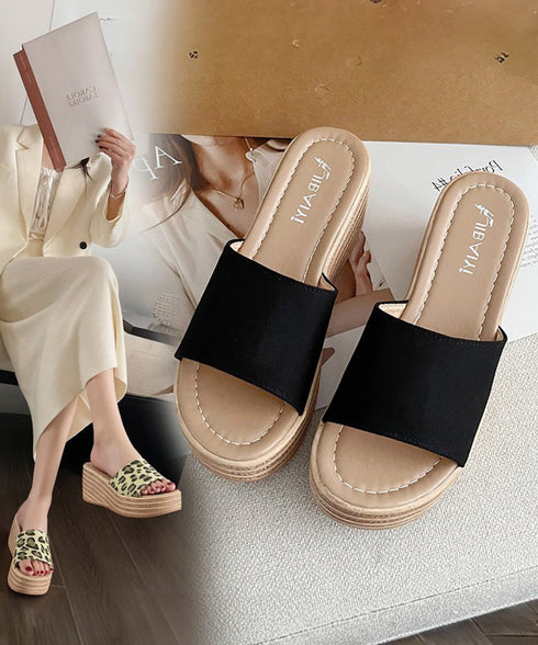 厚底サンダル ウエッジソールサンダル美脚 レディース ミュールサンダル 履きやすい ウェッジヒールサンダル 痛くないビーチサンダル 韓国風 アニマル柄 夏靴 人気 3JIANLONG-078