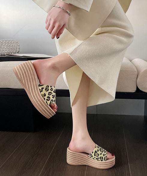 厚底サンダル ウエッジソールサンダル美脚 レディース ミュールサンダル 履きやすい ウェッジヒールサンダル 痛くないビーチサンダル 韓国風 アニマル柄 夏靴 人気 3JIANLONG-078