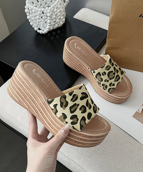 厚底サンダル ウエッジソールサンダル美脚 レディース ミュールサンダル 履きやすい ウェッジヒールサンダル 痛くないビーチサンダル 韓国風 アニマル柄 夏靴 人気 3JIANLONG-078