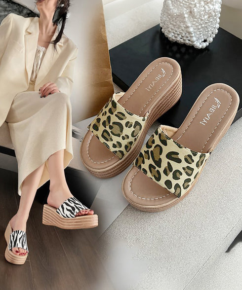 厚底サンダル ウエッジソールサンダル美脚 レディース ミュールサンダル 履きやすい ウェッジヒールサンダル 痛くないビーチサンダル 韓国風 アニマル柄 夏靴 人気 3JIANLONG-078