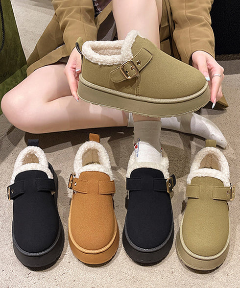 厚底ムートンブーツ 裏起毛ショートブーツ 歩きやすい防寒ブーツ レディース 保温 裏ボアブーツ ベルト付き 暖かいブーツ もこもこシューズ あったか冬靴 モカシン 3JIANLONG-079