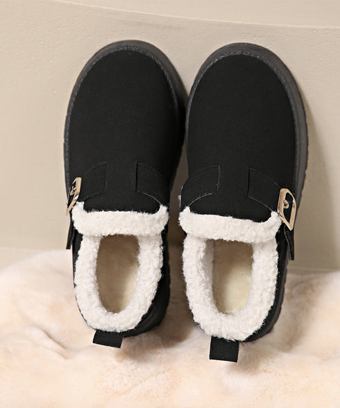 厚底ムートンブーツ 裏起毛ショートブーツ 歩きやすい防寒ブーツ レディース 保温 裏ボアブーツ ベルト付き 暖かいブーツ もこもこシューズ あったか冬靴 モカシン 3JIANLONG-079