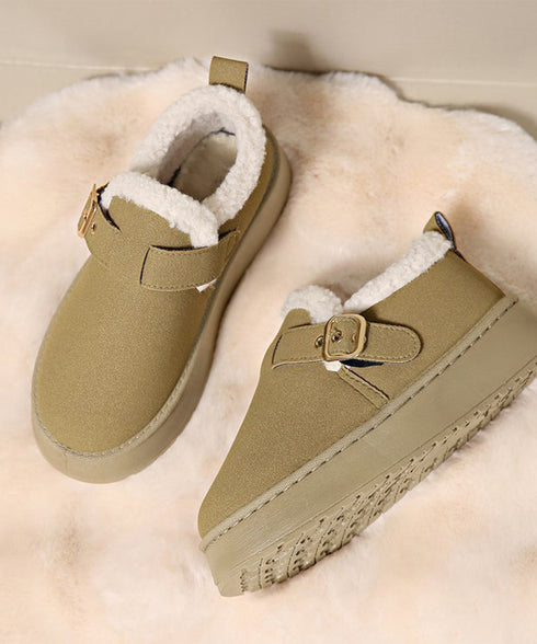 厚底ムートンブーツ 裏起毛ショートブーツ 歩きやすい防寒ブーツ レディース 保温 裏ボアブーツ ベルト付き 暖かいブーツ もこもこシューズ あったか冬靴 モカシン 3JIANLONG-079