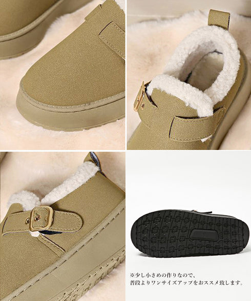 厚底ムートンブーツ 裏起毛ショートブーツ 歩きやすい防寒ブーツ レディース 保温 裏ボアブーツ ベルト付き 暖かいブーツ もこもこシューズ あったか冬靴 モカシン 3JIANLONG-079