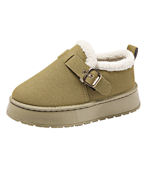 厚底ムートンブーツ 裏起毛ショートブーツ 歩きやすい防寒ブーツ レディース 保温 裏ボアブーツ ベルト付き 暖かいブーツ もこもこシューズ あったか冬靴 モカシン 3JIANLONG-079