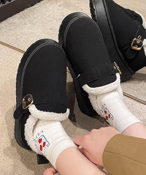 厚底ムートンブーツ 裏起毛ショートブーツ 歩きやすい防寒ブーツ レディース 保温 裏ボアブーツ ベルト付き 暖かいブーツ もこもこシューズ あったか冬靴 モカシン 3JIANLONG-079