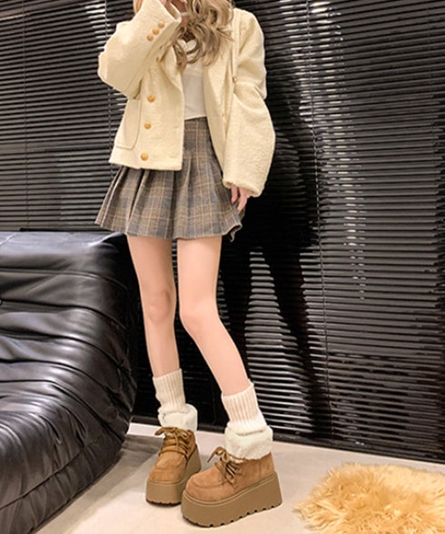 厚底ムートンブーツもこもこショートブーツ レディース レースアップブーツ 防寒シューズ 履きやすい裏起毛ブーティ 歩きやすい あったかシューズ 大人可愛い軽量冬靴 3JIANLONG-081