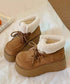 厚底ムートンブーツもこもこショートブーツ レディース レースアップブーツ 防寒シューズ 履きやすい裏起毛ブーティ 歩きやすい あったかシューズ 大人可愛い軽量冬靴 3JIANLONG-081