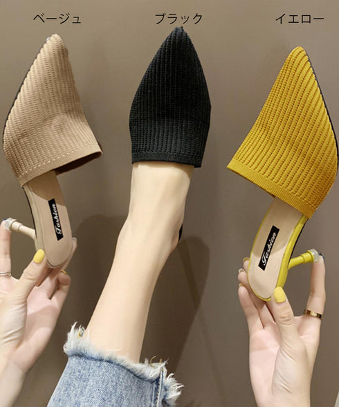 ミュールパンプスサンダル レディース ミュールパンプスサンダル レディース ヒールサンダル ポインテッドトゥ 靴 サボサンダル かかとなしパンプス 春夏 3MNIFEI-001