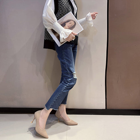 ハイヒール パンプス レディース 靴 ハイヒール パンプス レディース 靴 ポインテッドトゥ フォーマルシューズ ピンヒール ニット パンプス 履きやすい 3MNIFEI-003