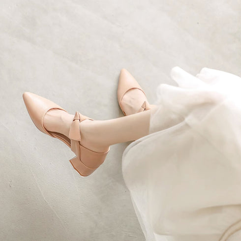 パンプス 痛くない リボンパンプスヒール きれいめパンプス 結婚式 チャンキーヒール 歩きやすいシューズ ヒール太め ポインテッドトゥ pumps 大人可愛い美脚 3MNIFEI-007