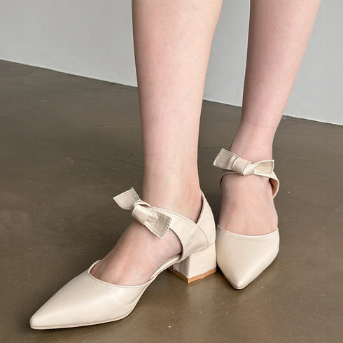 パンプス 痛くない リボンパンプスヒール きれいめパンプス 結婚式 チャンキーヒール 歩きやすいシューズ ヒール太め ポインテッドトゥ pumps 大人可愛い美脚 3MNIFEI-007