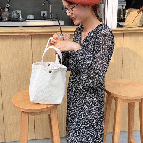 コーデュロイ ミニトートバッグ コーデュロイ ミニトートバッグ レディース 小さめ サブバッグ コンパクト お弁当バッグ 手提げ おしゃれバッグ 3SBAOB-004