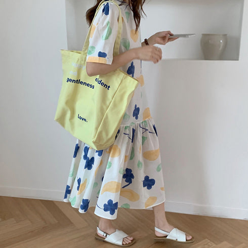 韓国 トートバッグ キャンバス 春夏新作 肩掛け エコバッグ レディース a4 大容量 シンプル おしゃれ ワンショルダーバッグ 軽量 オルチャン ファッション 3SBAOB-014