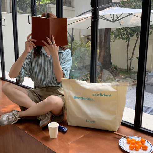 韓国 トートバッグ キャンバス 春夏新作 肩掛け エコバッグ レディース a4 大容量 シンプル おしゃれ ワンショルダーバッグ 軽量 オルチャン ファッション 3SBAOB-014