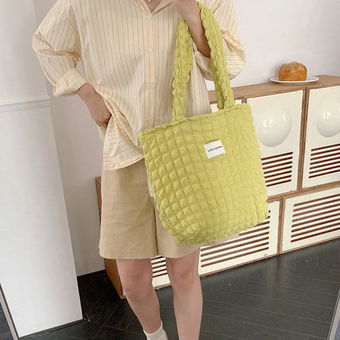 ぽこぽこトートバッグ ワッフル風バッグ 大容量 ポップコーントートバッグ レディース 韓国 軽量肩掛けカバン カジュアル おでかけバッグ A4収納可能 通勤通学 3SBAOB-017