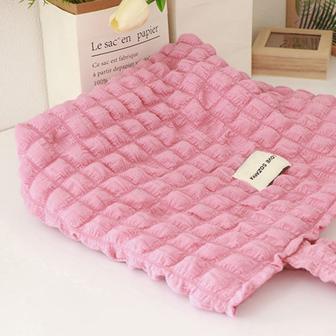 ぽこぽこトートバッグ ワッフル風バッグ 大容量 ポップコーントートバッグ レディース 韓国 軽量肩掛けカバン カジュアル おでかけバッグ A4収納可能 通勤通学 3SBAOB-017