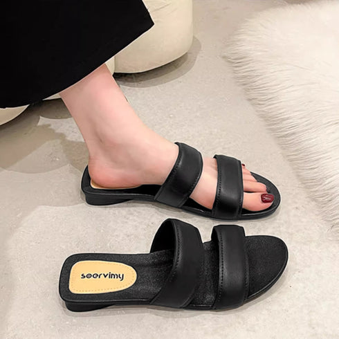 サンダル レディース ぺたんこ リゾート スリッパ フラットソールサンダル サマーサンダル 痛くない コンフォート 疲れない 夏サンダル 美脚 ビーチサンダル 黒 3SERWMI-001