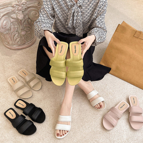 サンダル レディース ぺたんこ リゾート スリッパ フラットソールサンダル サマーサンダル 痛くない コンフォート 疲れない 夏サンダル 美脚 ビーチサンダル 黒 3SERWMI-001