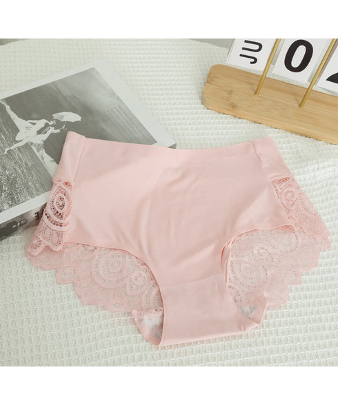 響かない ショーツ レディースシームレス バックレースショーツ セクシーランジェリー 涼感 冷感 プレーンショーツ 蒸れないスタンダードショーツ ハイウエスト無地 3SHUXIN-001