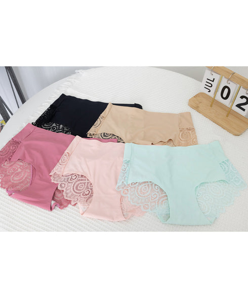 響かない ショーツ レディースシームレス バックレースショーツ セクシーランジェリー 涼感 冷感 プレーンショーツ 蒸れないスタンダードショーツ ハイウエスト無地 3SHUXIN-001