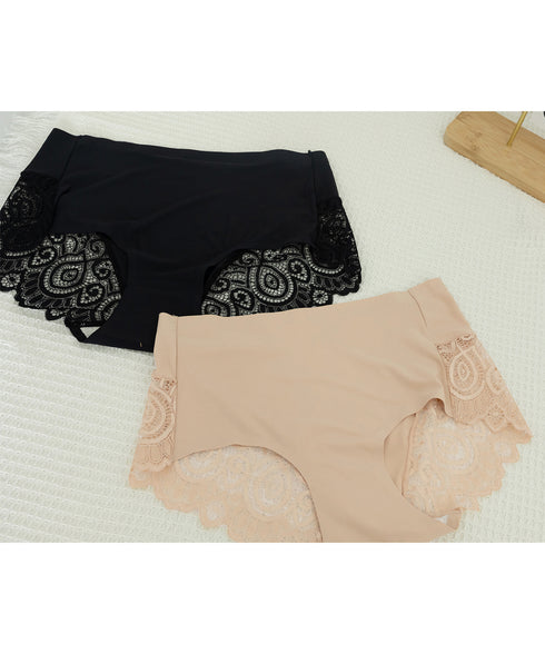 響かない ショーツ レディースシームレス バックレースショーツ セクシーランジェリー 涼感 冷感 プレーンショーツ 蒸れないスタンダードショーツ ハイウエスト無地 3SHUXIN-001