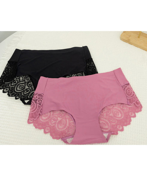 響かない ショーツ レディースシームレス バックレースショーツ セクシーランジェリー 涼感 冷感 プレーンショーツ 蒸れないスタンダードショーツ ハイウエスト無地 3SHUXIN-001