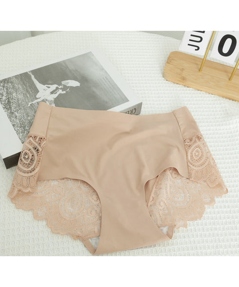 響かない ショーツ レディースシームレス バックレースショーツ セクシーランジェリー 涼感 冷感 プレーンショーツ 蒸れないスタンダードショーツ ハイウエスト無地 3SHUXIN-001