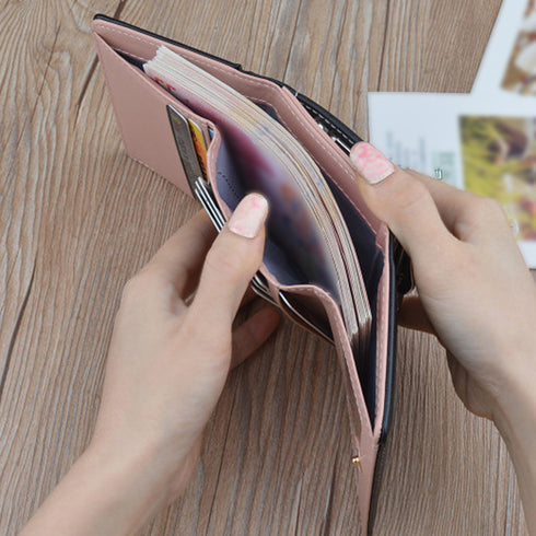 折り畳み財布 レディース ミニウォレット がま口 コンパクト 三つ折り財布 小銭入れ カード入れ おしゃれミニ財布 小さめ名刺入れ フェイクレザー財布コインケース 3TIANQ-002