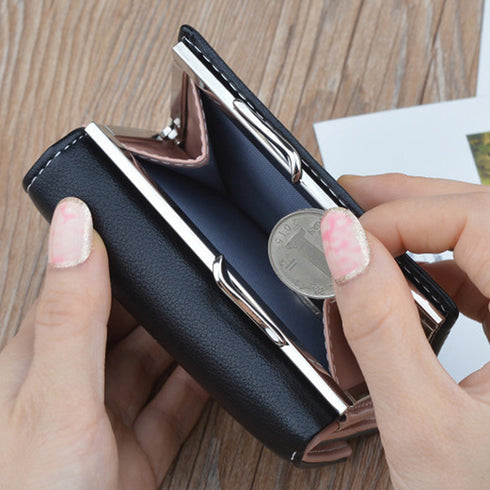 折り畳み財布 レディース ミニウォレット がま口 コンパクト 三つ折り財布 小銭入れ カード入れ おしゃれミニ財布 小さめ名刺入れ フェイクレザー財布コインケース 3TIANQ-002