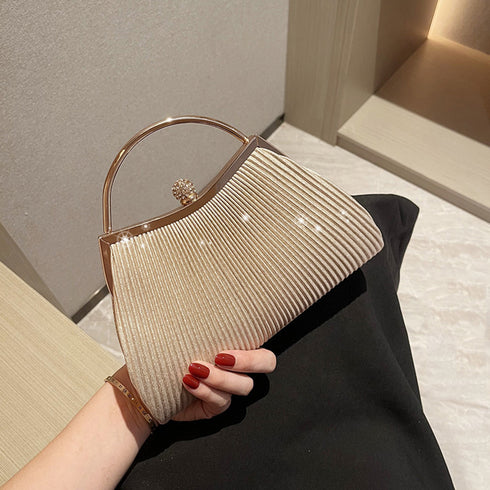 プリーツパーティーバッグ クラッチバッグ 結婚式 がま口 サブバッグ エレガント チェーンショルダーバッグ ゴージャス ハンドバッグ お呼ばれ プチプラミニバッグ 3WEINAS-001