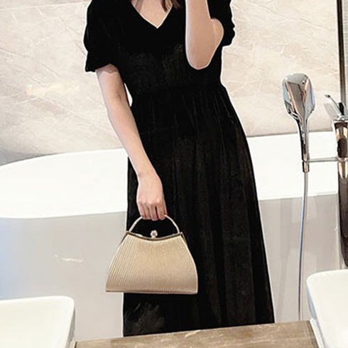 プリーツパーティーバッグ クラッチバッグ 結婚式 がま口 サブバッグ エレガント チェーンショルダーバッグ ゴージャス ハンドバッグ お呼ばれ プチプラミニバッグ 3WEINAS-001