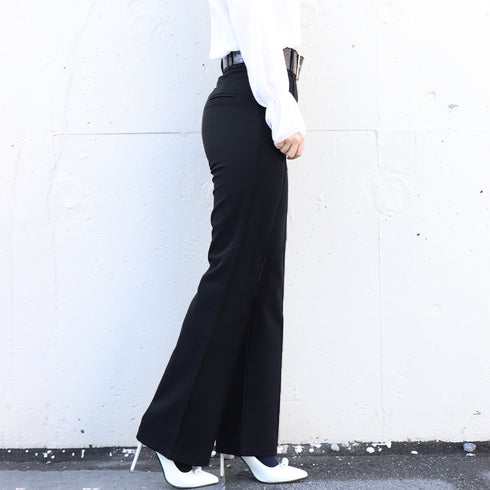 ワイドレッグパンツ ハイウェスト ワイドレッグパンツ ハイウェスト スーツパンツ レディース ワイドパンツ ベルト付きロングパンツ シルエット 通勤 OL 3XAYAT-002