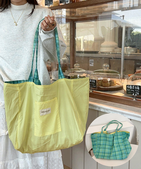 トートバッグ リバーシブル2way韓国風 レディース ショルダーバッグ 大容量 チェック柄 マザーズバッグ 両面用 可愛い デートかばん おしゃれ 鞄 大人 617BB-005