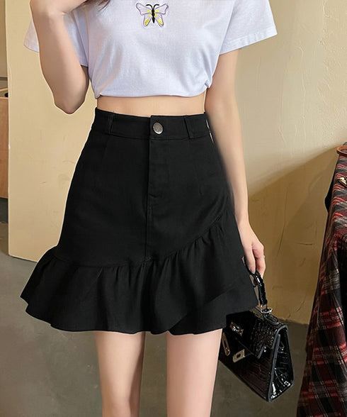 インナーパンツ付きフリルスカートミニスカ ハイウエスト フレアスカート 大人可愛い 春夏美脚ミニスカート おしゃれギャザースカート 韓国風 細見えスカートきれいめ 617QZ-007