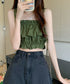 フリル キャミソール ペプラムキャミ夏服 レディース 肩リボン トップス 無地ノースリーブ 韓国風 フリルビスチェ 大人可愛いキャミ へそ出し 薄手 トップス 617SY-020