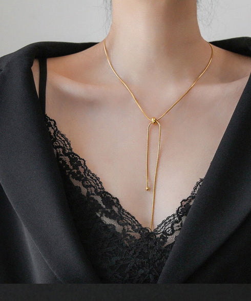 ロングネックレス ラリエット Y字ネックレス 大人カジュアル トレンド 流行人気 韓流 アクセサリー パーティージュエリー シンプル きれいめ首飾り 617XL-002