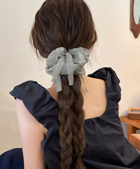 リボンシュシュ 透け感ヘアゴムレディース レディース ヘアアレンジ 髪飾り リボン お団子 フェミニン オルチャン 大人 可愛い おしゃれ雑貨 結婚式 パーティー 617XW-017