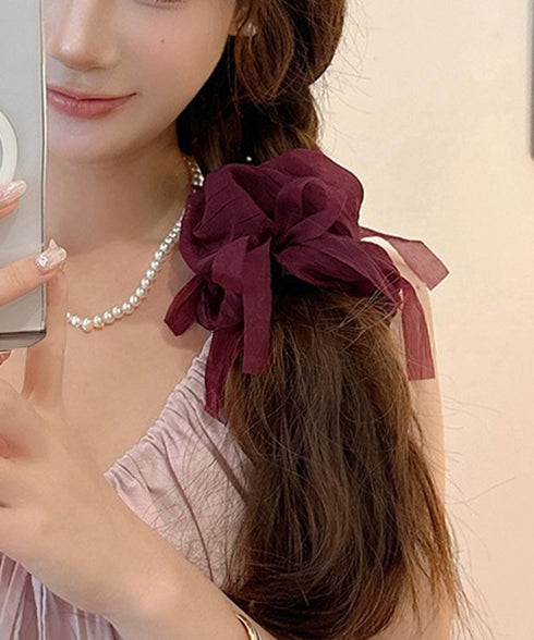 リボンシュシュ 透け感ヘアゴムレディース レディース ヘアアレンジ 髪飾り リボン お団子 フェミニン オルチャン 大人 可愛い おしゃれ雑貨 結婚式 パーティー 617XW-017