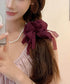 リボンシュシュ 透け感ヘアゴムレディース レディース ヘアアレンジ 髪飾り リボン お団子 フェミニン オルチャン 大人 可愛い おしゃれ雑貨 結婚式 パーティー 617XW-017